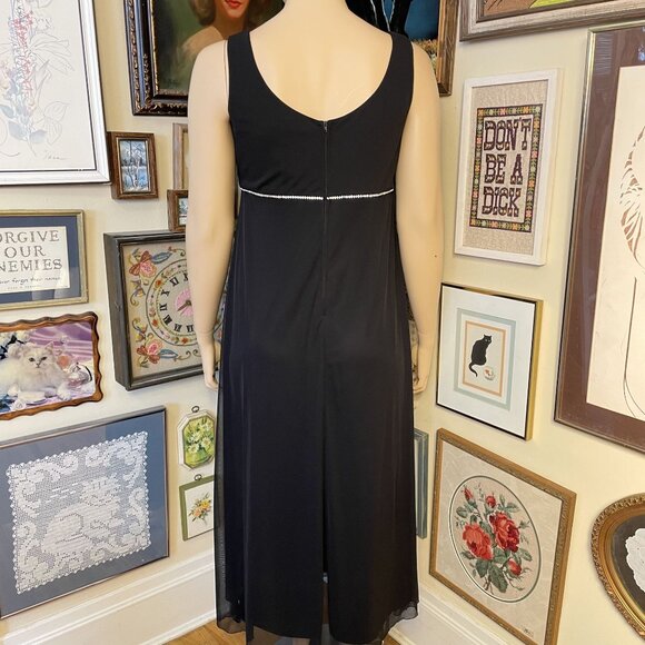 Volup 80's Vintage Polyester Empire Waist Rhinestone Detail Evening Gown Size 14 - Picture 4 of 8